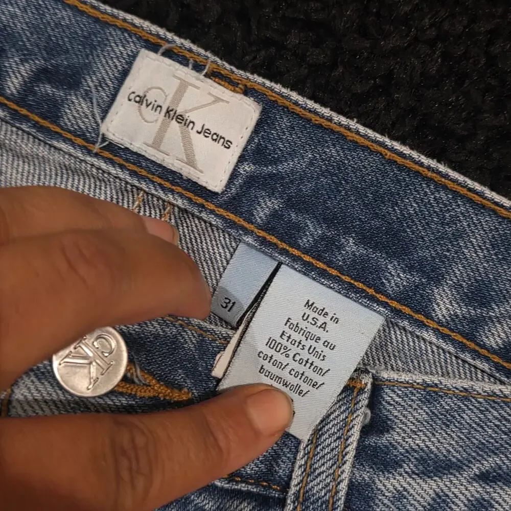 Rare Vintage 90s Calvin Klein Dark Wash Denim Men's Straight Jeans Size 31